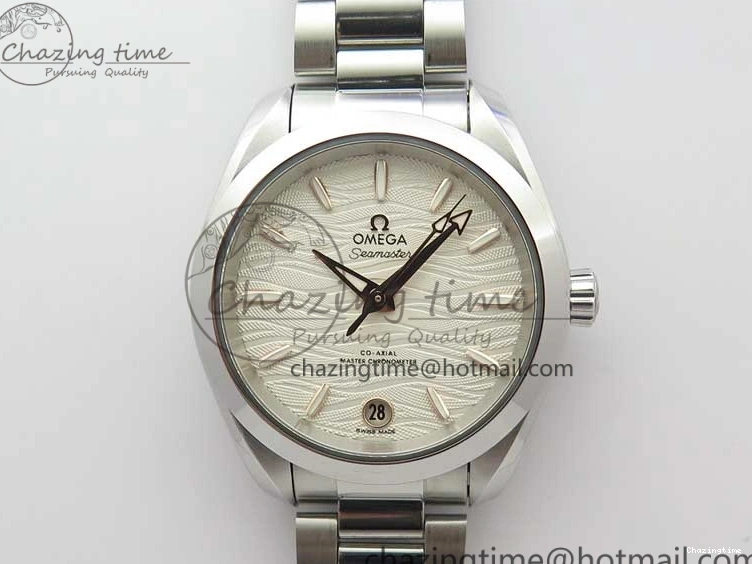 0121 Aqua Terra 150M 34mm Ladies SS VSF 1:1 Best Edition White Wave Dial RG Markers on SS Bracelet A WellDesigned 7928